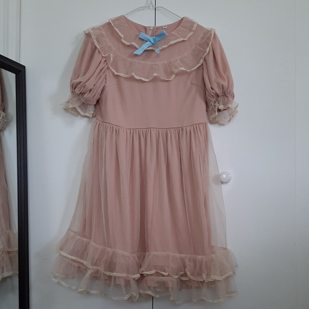 Pink ruffle summer lolita dress - M